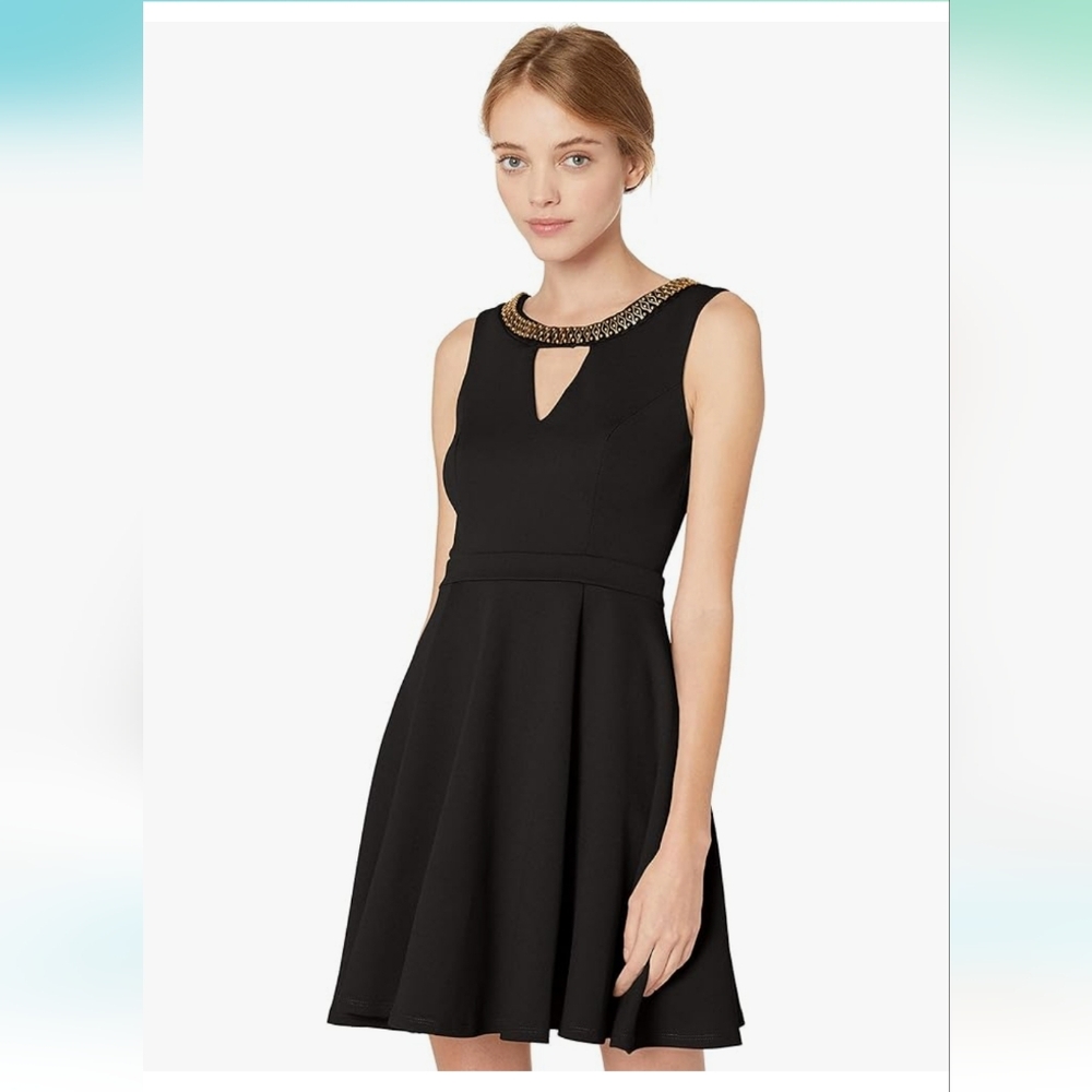 XOXO S Beaded Keyhole Open Back Swing Dress in GREEN AA-1464
